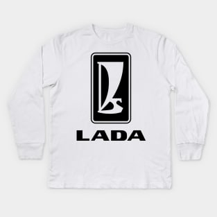 Lada logo 1980s (black) Kids Long Sleeve T-Shirt